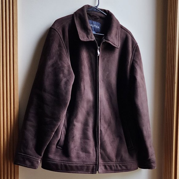 Nautica Brown Faux Micro-Suede Winter Coat Size Large - Picture 4 of 16
